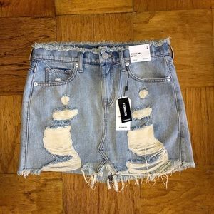 Express Straight Mini Mid Rise Denim/Jean Skirt